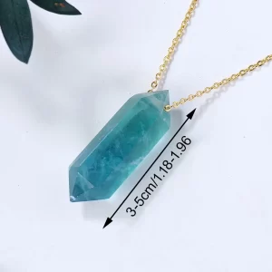 Green Blue Fluorite Crystal Double Point healing necklace