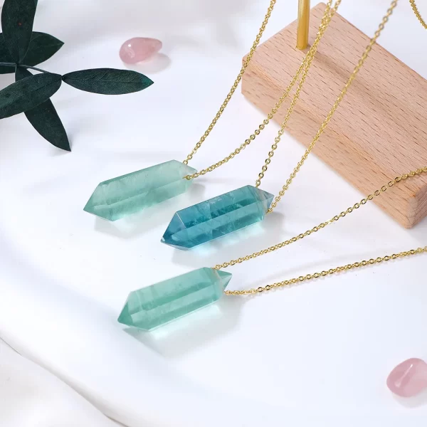 Fluorite Crystal Double Point healing necklace