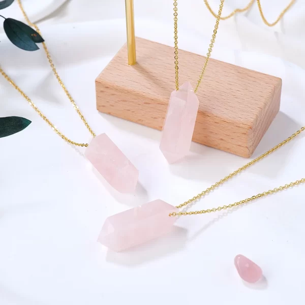 Natural Rose Quartz Double Point Pendant - Image 2