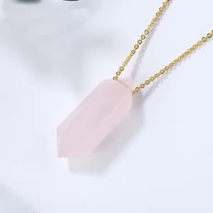 rose quarts Double Point crystal Pendant