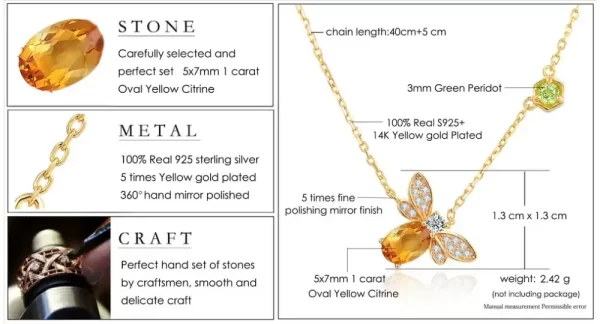 Natural citrine necklace details