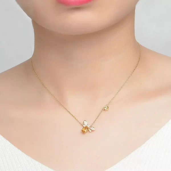 Bee Shaped Natural Citrine Necklace - Image 2