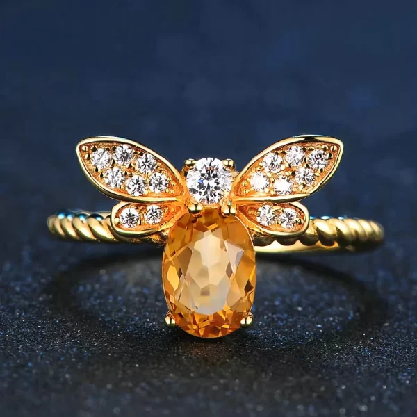 Bee Shaped Natural Citrine Ring - Image 4