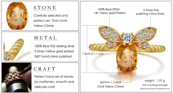 Natural Citrine Ring Details