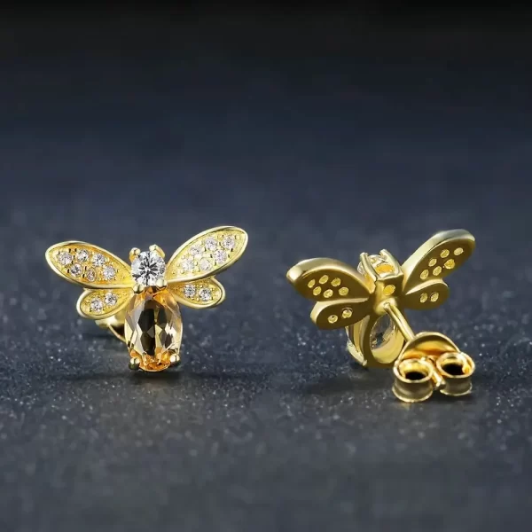 Bee Shaped Natural Citrine Earrings - Image 5