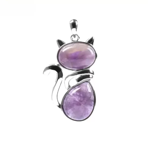 amethyst crystal necklace cute cat pendant